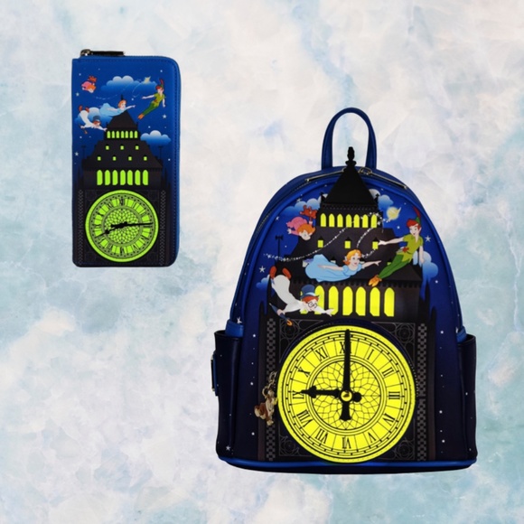 Loungefly Disney Peter Pan Clock Mini Backpack and Wallet - Picture 3 of 10